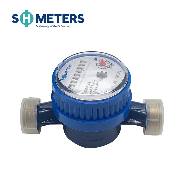 Single Jet Water Meter Plastic Vane Wheel Dry Dial