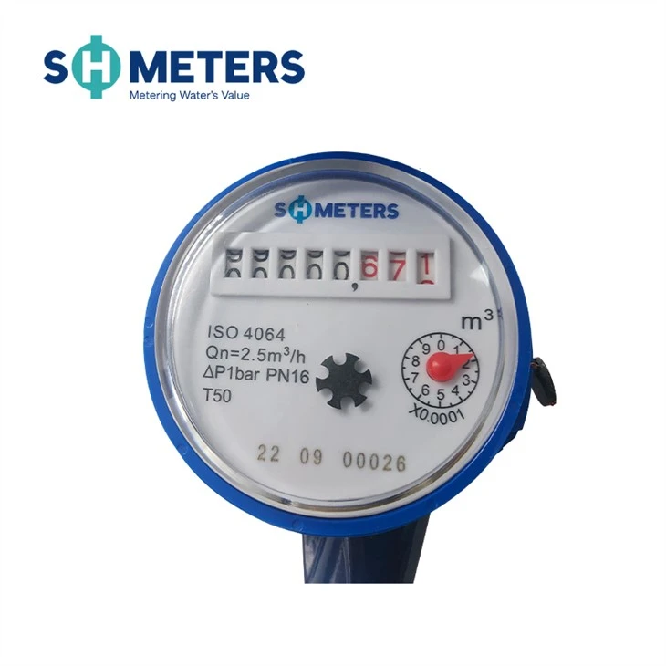 Single Jet Water Meter Plastic Vane Wheel Dry Dial